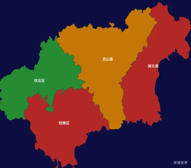 echarts钦州市地区地图geoJson数据